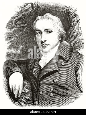 Alte graviert Büste Portrait von Edward Jenner (1749-1823), englischer Arzt und Wissenschaftler der Pionier der Impfstoff Praxis. Von unbekannter Autor auf Magasin Pittoresque Paris 1839 veröffentlicht. Stockfoto