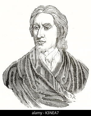Alte graviert Büste Portrait mit einem regelmäßigen Luke von John Locke (1632-1704), englischer Philosoph und Arzt als Vater des Liberalismus. Auf Magasin Pittoresque Paris 1839 veröffentlicht bekannt gemacht Stockfoto