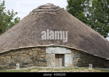 Traditionelles Haus, O Cebreiro Dorf, Galizien, Spanien Stockfoto