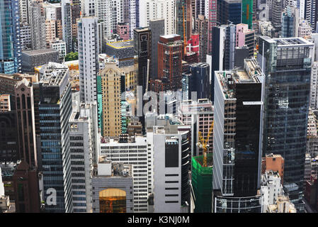 Hongkong, China-jun 8,2016: erhöhte Aussicht auf Hong Kong Stadtbild im Zentrum. Stockfoto