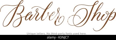 Friseur Namensschild. Einzigartige Buchstaben. Vektor Schriftzug Label Design Stock Vektor