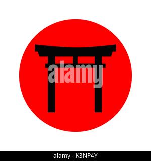 Japanische Torii tor Symbol. Vektor Emblem Stock Vektor