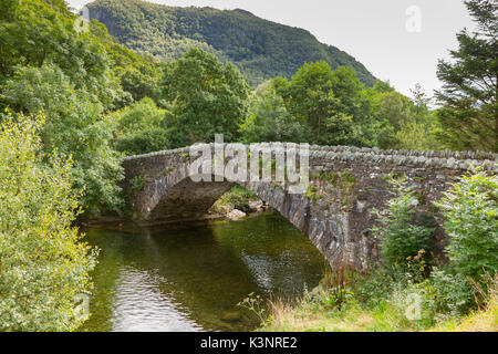 Brücke über den Fluss Derwent in Grange im Borrowdale, in der Nähe von Keswick im nördlichen englischen Lake District Stockfoto