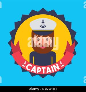 Portrait Captain oder sailor Boot nautische Abzeichen Stock Vektor