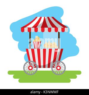 Amusement snack Warenkorb stehen flach auf das Symbol Stock Vektor