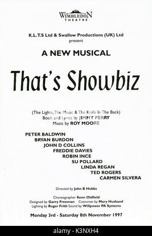 Das ist SHOW BIZ [Theater] Wimbledon Theater November 3 - 8, 1997 - Cast Liste Stockfoto