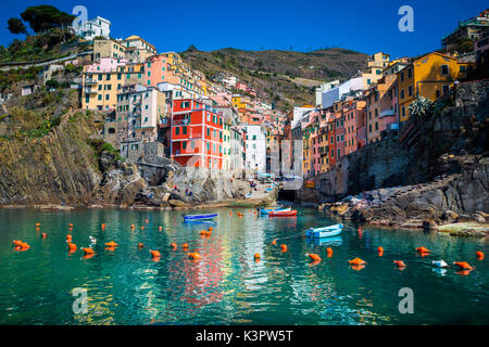 Riomaggiore Cinque Terre, Ligurien, Italien Stockfoto