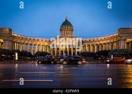 Staint Petersburg, Russland und Eurasien. Kasaner Kathedrale am Newskij Prospekt. Stockfoto