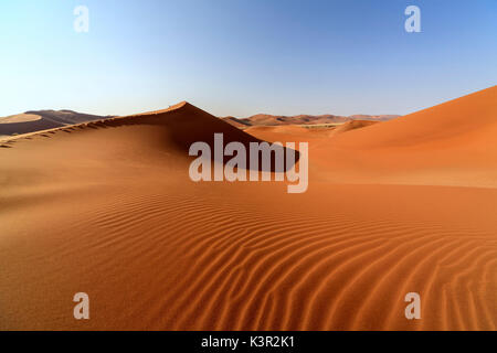 Sanddünen geprägt durch Wind Deadvlei Sossusvlei Wüste Namib Naukluft Nationalpark Namibia Afrika Stockfoto