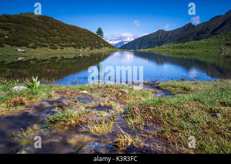 Sommer Blick auf Seen und Tartano Porcile Tal Bergamasker Alpen Lombardei Italien Europa Stockfoto