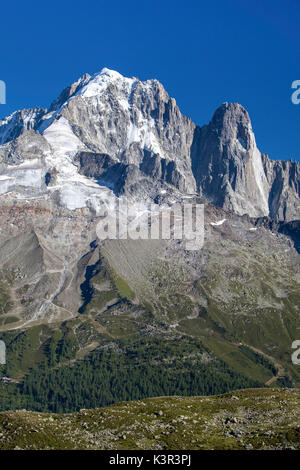 Ansicht der Aiguille Verte Les Drus. Mont Blanc. Der Haute Savoie. Frankreich Stockfoto