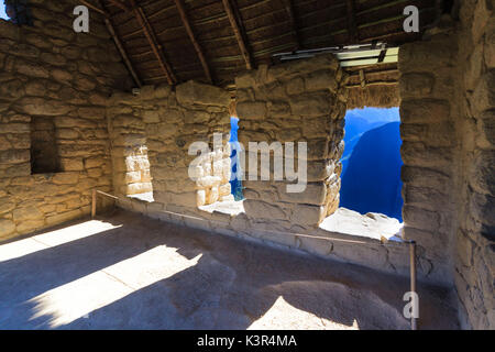 Iconic archäologische Stätte von Machu Picchu in der Region Cusco, Urubamba Provinz, Machupicchu District, Peru, Südamerika Stockfoto