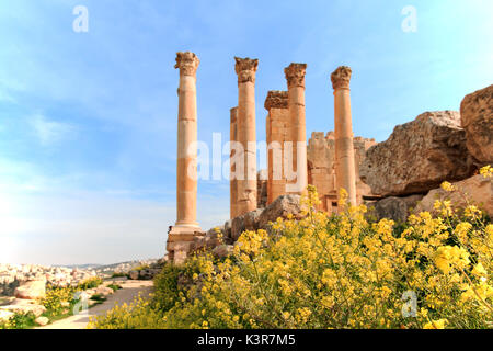 Ruinen der antiken Jerash, der griechisch-römischen Stadt Gerasa im heutigen Jordanien Stockfoto