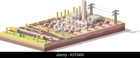 Vektor Low Poly Solarkraftwerk Infrastruktur Stock Vektor