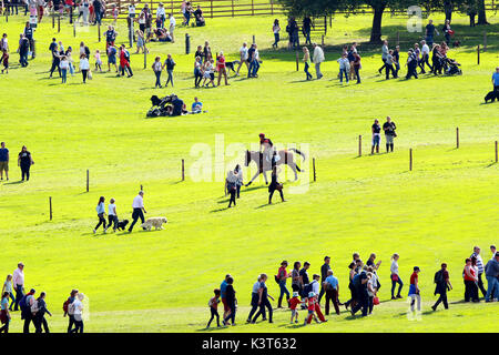 Matthäus Heide auf der Löwe in der Loipe am Land Rover Burghley Horse Trials an Tag drei der 3-tägigen Veranstaltung in Burghley House in Stamford, Lincolnshire am 2. September 2017. Stockfoto