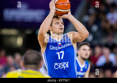 September 1, 2017: Jaromir Bohacik #17 (CZE) während der FIBA Basketball-europameisterschaft 2017 - Gruppe C, Spiel zwischen Rumänien und der Tschechischen Republik an Polyvalenten Halle, Cluj-Napoca, Rumänien ROU. Foto: Cronos Stockfoto