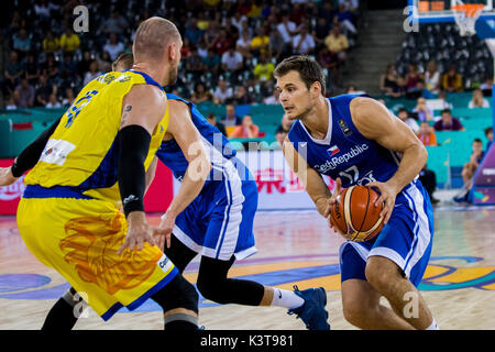 September 1, 2017: Jaromir Bohacik #17 (CZE) während der FIBA Basketball-europameisterschaft 2017 - Gruppe C, Spiel zwischen Rumänien und der Tschechischen Republik an Polyvalenten Halle, Cluj-Napoca, Rumänien ROU. Foto: Cronos Stockfoto