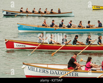 Newquay, Cornwall, England. 03 Sep, 2017. Erbe Gig rudern Damen Meisterschaften, Newquay, Cornwall, England. Credit: Robert Taylor/Alamy leben Nachrichten Stockfoto