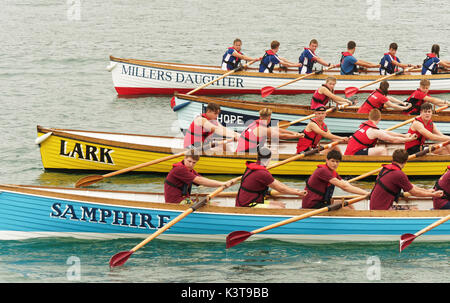 Newquay, Cornwall, England. 03 Sep, 2017. Erbe Gig rudern Damen Meisterschaften, Newquay, Cornwall, England. Credit: Robert Taylor/Alamy leben Nachrichten Stockfoto