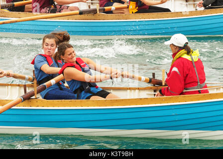 Newquay, Cornwall, England. 03 Sep, 2017. Erbe Gig rudern Damen Meisterschaften, Newquay, Cornwall, England. Credit: Robert Taylor/Alamy leben Nachrichten Stockfoto