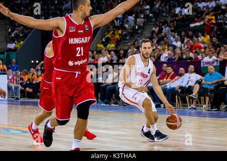 September 2, 2017: Vladimir Mihailovic # 17 (MNE) während der FIBA Basketball-europameisterschaft 2017 - Gruppe C, Spiel zwischen Montenegro und Ungarn - bei Polyvalenten Halle, Cluj-Napoca, Rumänien ROU. Foto: Cronos Stockfoto