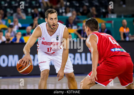 September 2, 2017: Vladimir Mihailovic # 17 (MNE) während der FIBA Basketball-europameisterschaft 2017 - Gruppe C, Spiel zwischen Montenegro und Ungarn - bei Polyvalenten Halle, Cluj-Napoca, Rumänien ROU. Foto: Cronos Stockfoto