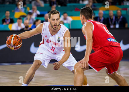 September 2, 2017: Vladimir Mihailovic # 17 (MNE) während der FIBA Basketball-europameisterschaft 2017 - Gruppe C, Spiel zwischen Montenegro und Ungarn - bei Polyvalenten Halle, Cluj-Napoca, Rumänien ROU. Foto: Cronos Stockfoto