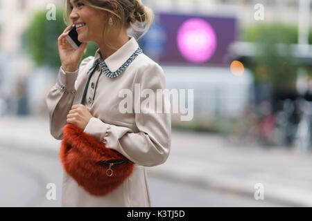 Gine Margrethe warten außerhalb des Rodebjer Runway Show in Stockholm Fashion Week - 30.August 2017 - Foto: Start- und Landebahn Manhattan/Gnade Lunn *** Nur für redaktionelle Verwendung *** | Verwendung weltweit Stockfoto