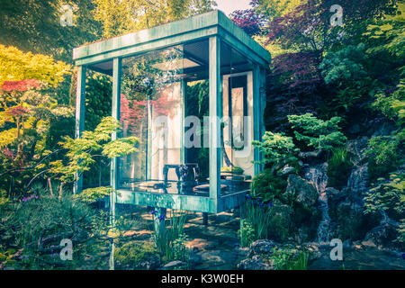 Die gosho No Niwa Handwerker Garten auf der Chelsea Flower Show 2017, London. Stockfoto