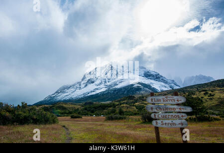 Cile, Patagonien, Torres del Paine National Park, Las Torres Stockfoto