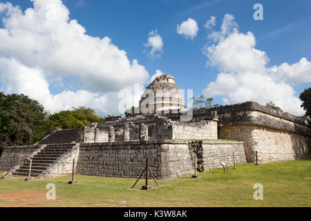 El Caracol Informationsstelle Tempel, archäologischen Ausgrabungsstätten Chichen Itza, Yucatan, Mexiko. Stockfoto