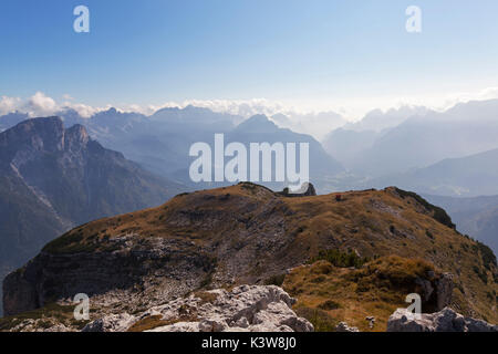 Bedin Biwak, Pale di San Lucano, Dolomiten, Venetien, Belluno, Italien. Stockfoto