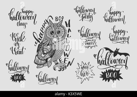 Satz von Happy Halloween hand Schrift Sätze Stock Vektor