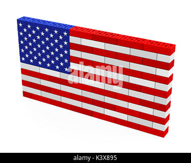 Amerikanische Flagge Backsteinmauer und Kelle Brick Stockfoto