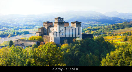 Schöne Torrechiara Burg, in der Nähe von Parma, Italien. Stockfoto