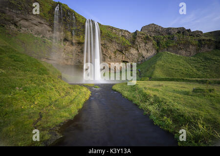 Der Wasserfall Seljalandsfoss, Island. Stockfoto