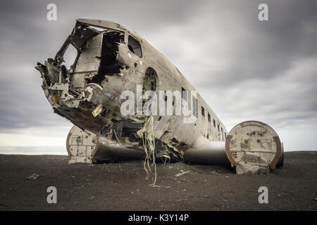 Website der Solheimasandur Crash, in denen ein US-Marine Flugzeugabsturz - 1973 gelandet. Stockfoto