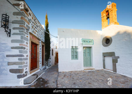Weiße Architektur von Dorf Chora auf Patmos Insel in Griechenland. Stockfoto