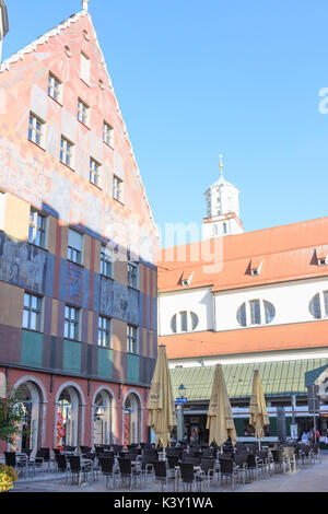 Haus Weberhaus, Kirche St. Moritz, Augsburg, Schwaben, Schwaben, Bayern, Bayern, Deutschland Stockfoto