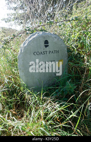 Der Küste weg Marker, Portland, Dorset Stockfoto