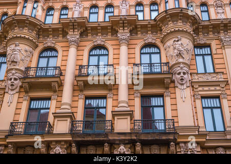 Art Noveau Fassaden, Riga, Lettland. Stockfoto