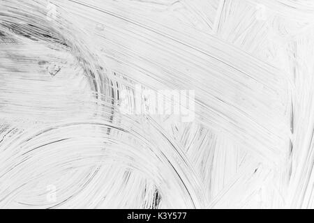 Schicht aus weißer Farbe auf Glas Wand, Hintergrund Foto Textur Stockfoto