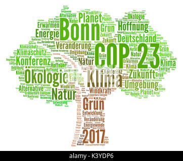 COP 23 in Bonn Wort cloud mit deutschem Text Stockfoto