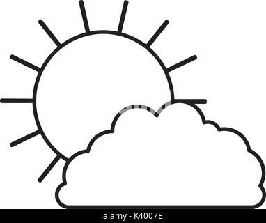 Sonne und Wolken einfarbige Silhouette Stock Vektor