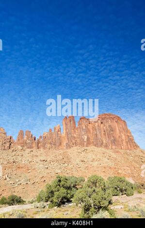 hHll namens Jack Bridger in Indian Creek in der Nähe von Canyonlands, Utah, USA. Stockfoto