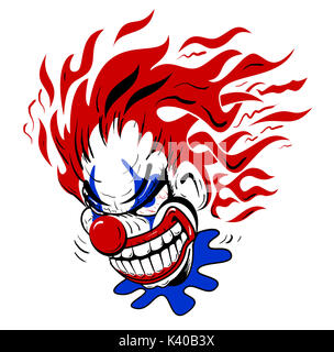 Crazy Scary Clown Cartoon Illustration Stockfoto