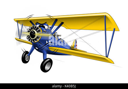 WWI-Bi-plane Warbird Cartoon Illustration Stockfoto