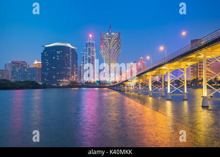 Nam Van See mit der Macau Stadtbild bei Nacht Stockfoto