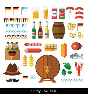 Beer Festival Icons Set Oktoberfest Urlaub Konzept Sammlung Stock Vektor