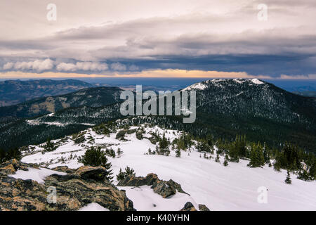 Blick auf Denver von Chief Mountain, in der Nähe von Evergreen, Colorado. Stockfoto
